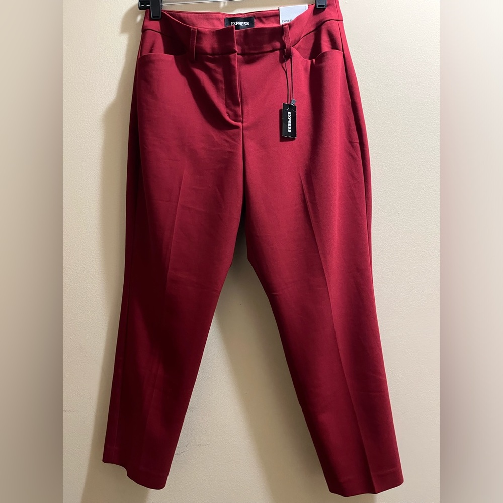 Express Mid Rise Ankle Pants - Burgundy - Size 8 Short - New With Tags